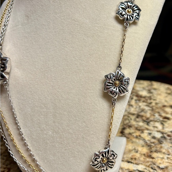 Brighton • Shadow Garden • Flower • Gold/Silver • Triple Strand Chain • Necklace - Picture 12 of 16